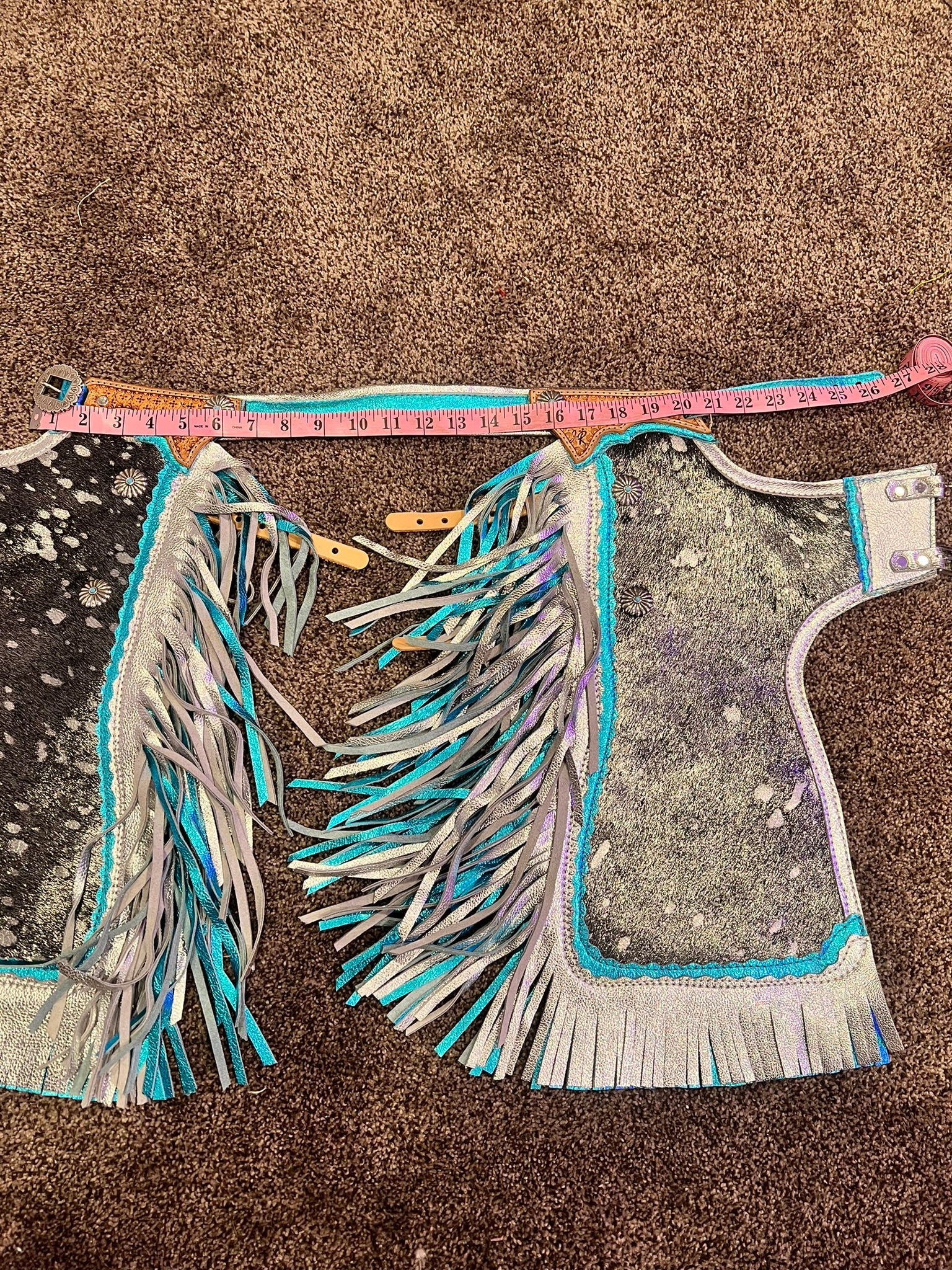 Mini blue and silver chaps