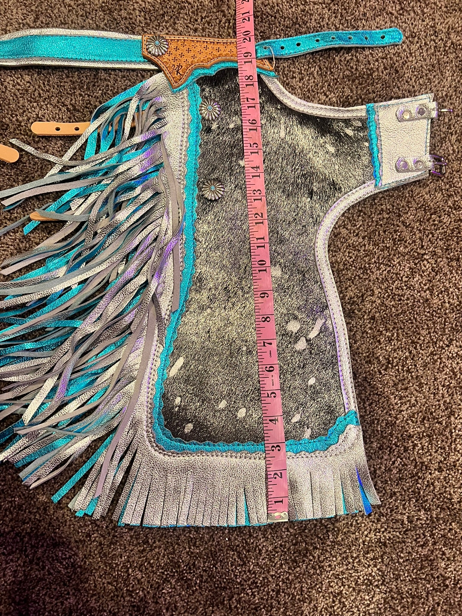 Mini blue and silver chaps