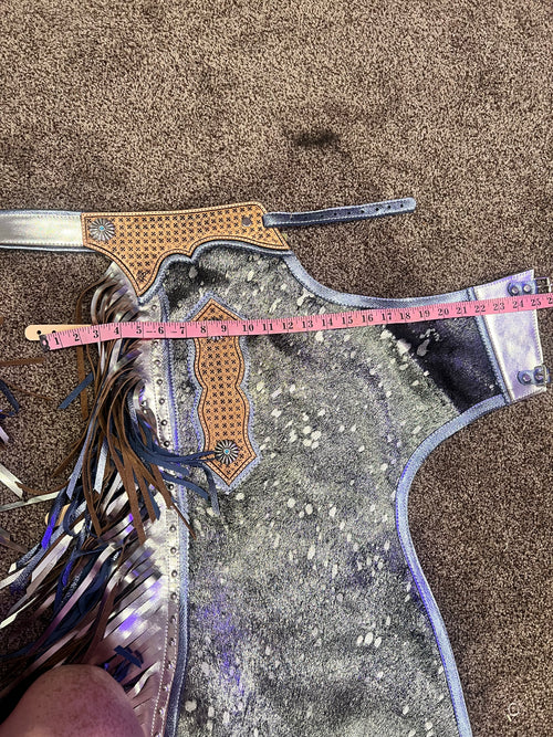 Blue and silver queen chaps