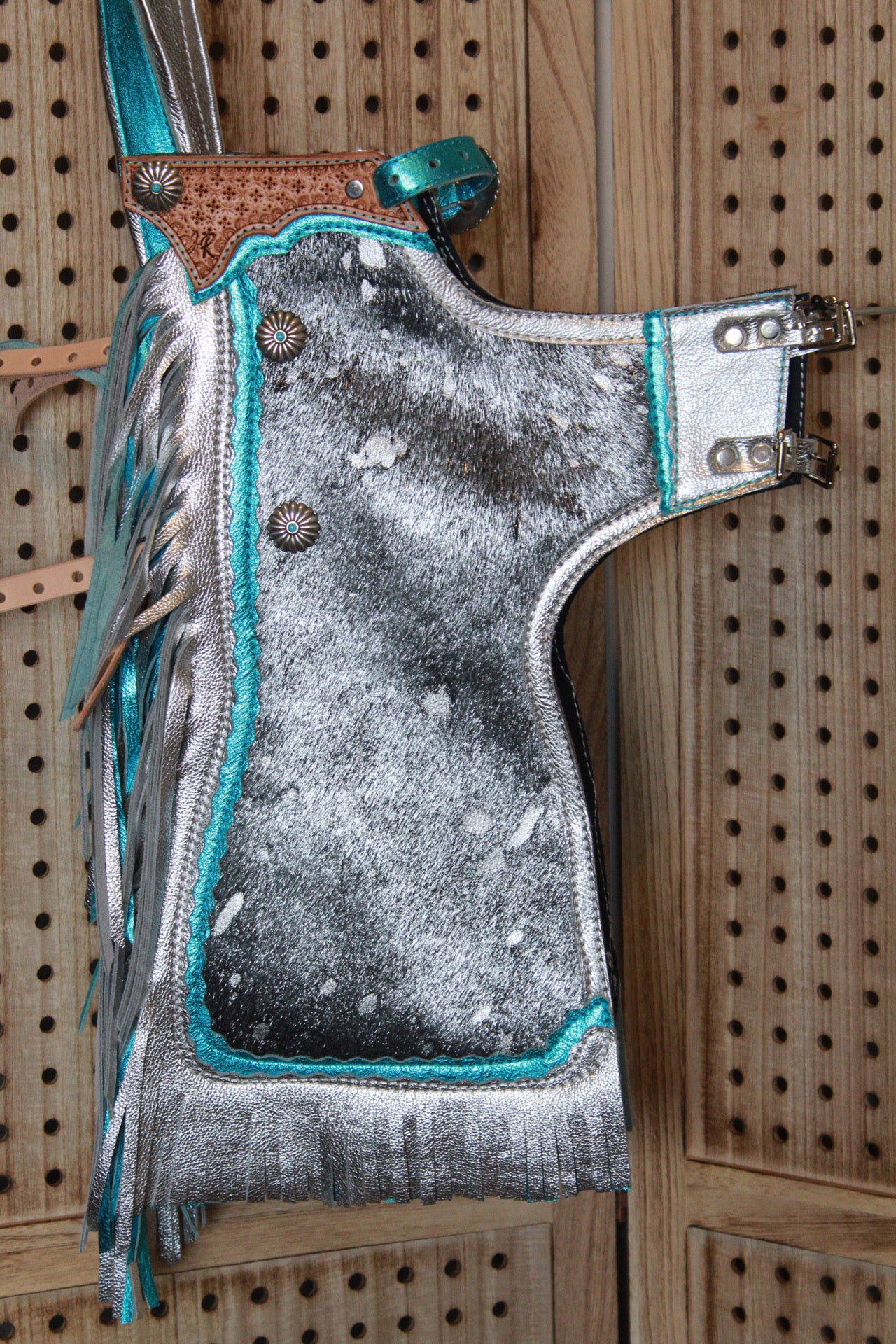Mini blue and silver chaps